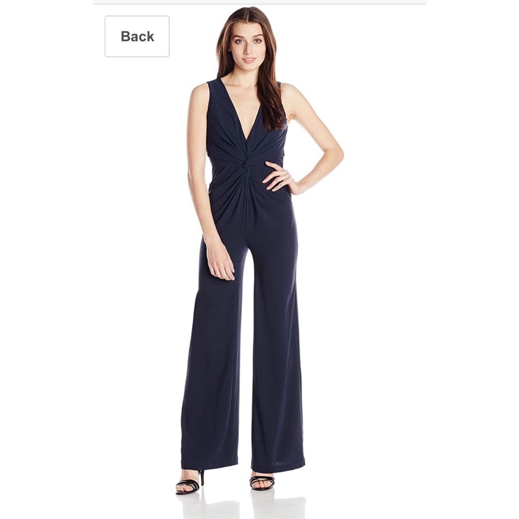 Halston Heritage Deep V Twist Front Jumpsuit